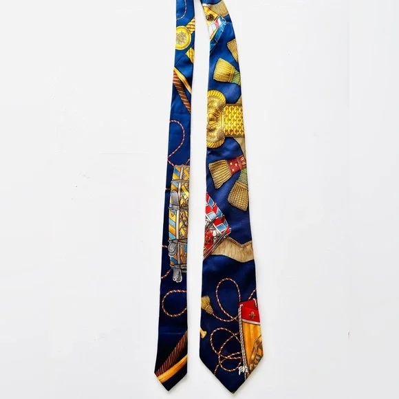 Hermès Paris Blue Silk Tie, Vintage - Picture 9 of 9